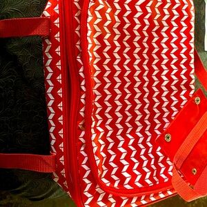 Red and White Geometric food Tote Bag